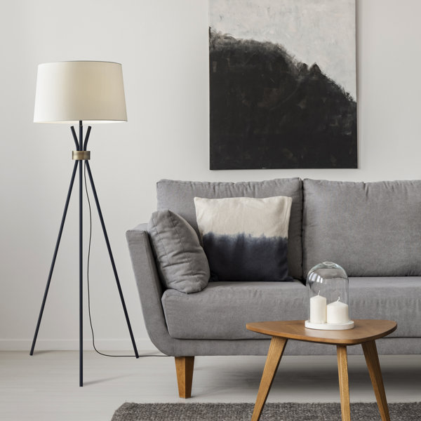 Joss & Main Carmine 60'' Matte Black/Antique Bronze Tripod Floor Lamp